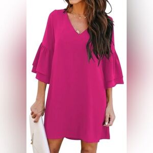 Bell Sleeve Shift Mini Dress